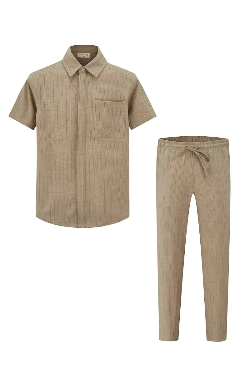 Ensemble de chemise à manches courtes et pantalon avec taille à cordon - Image 4