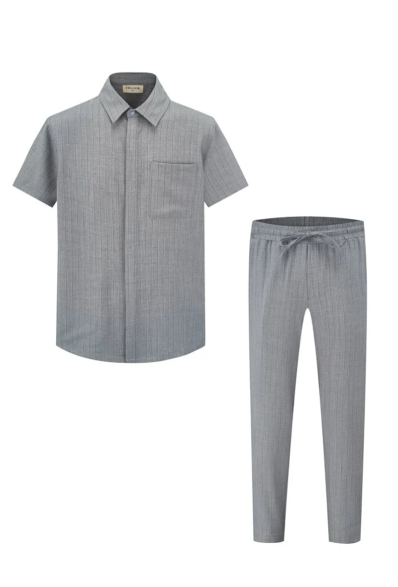 Ensemble de chemise à manches courtes et pantalon avec taille à cordon - Image 9