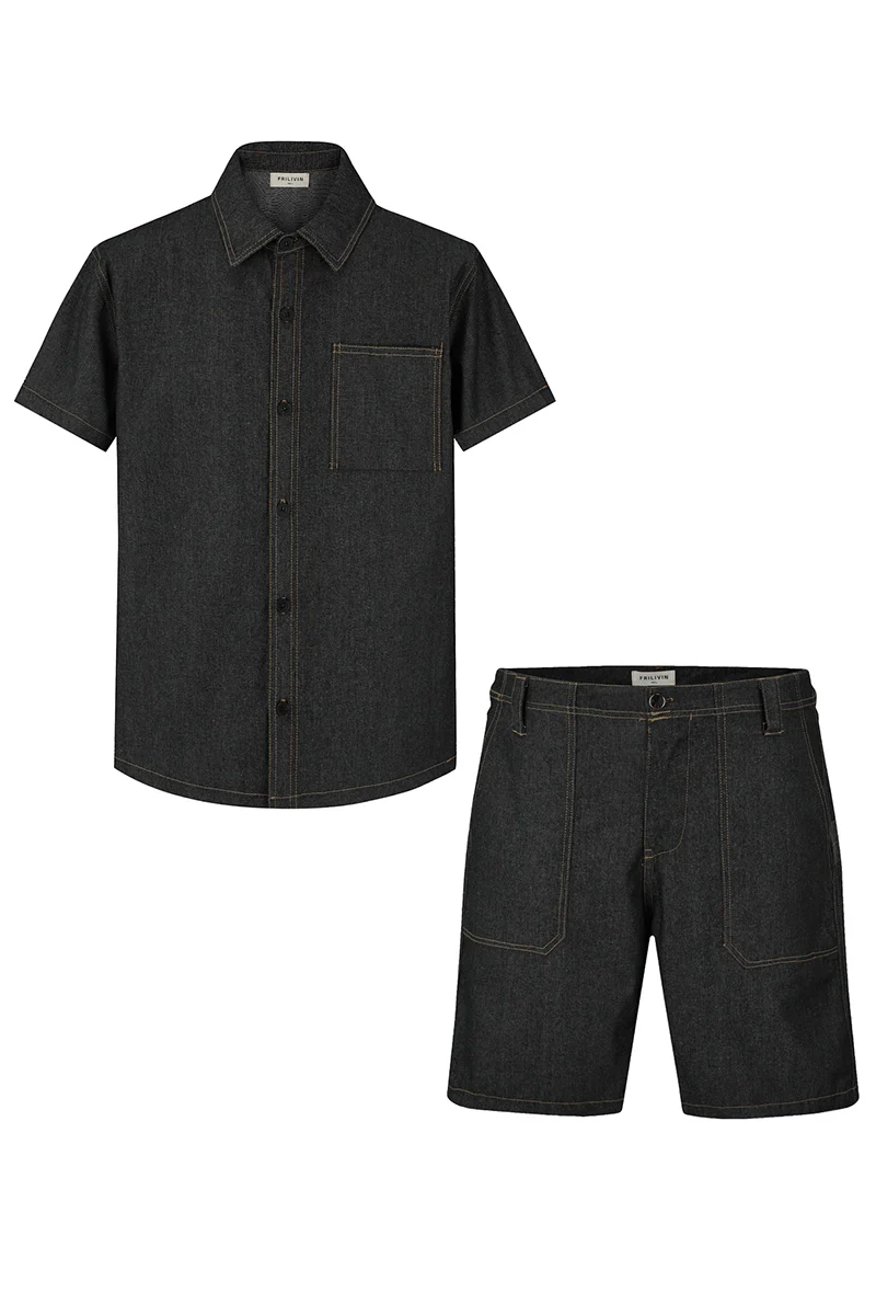 Ensemble en jean chemise et shorts - Image 9