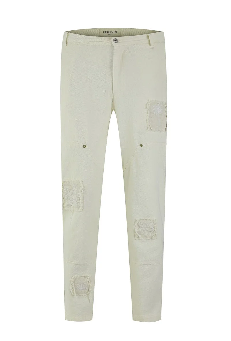 Ensemble en jean veste pantalon uni avec patch - Image 4