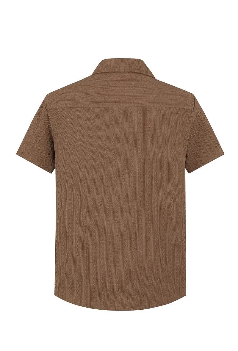 Ensemble texturé uni chemise manches courtes short - Image 12