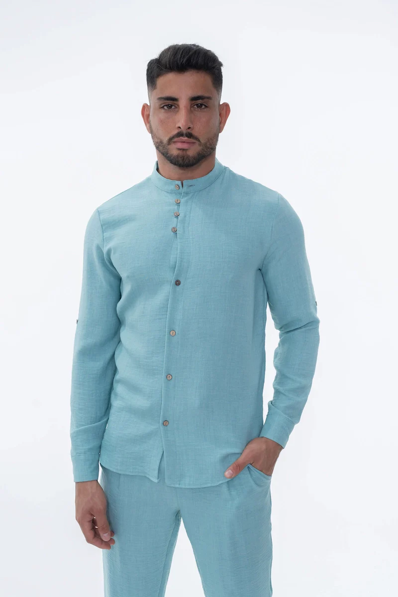 Ensemble uni chemise manches courtes pantalon - Image 4