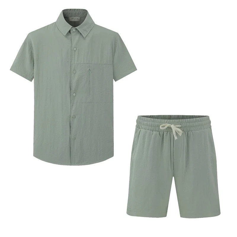 Ensemble uni chemise manches courtes short - Image 18