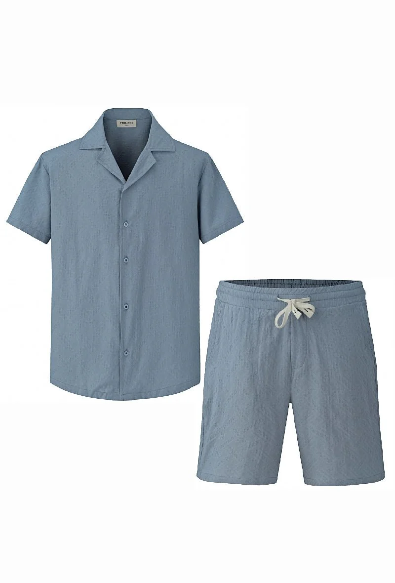Ensemble uni décontracté chemise short - Image 6