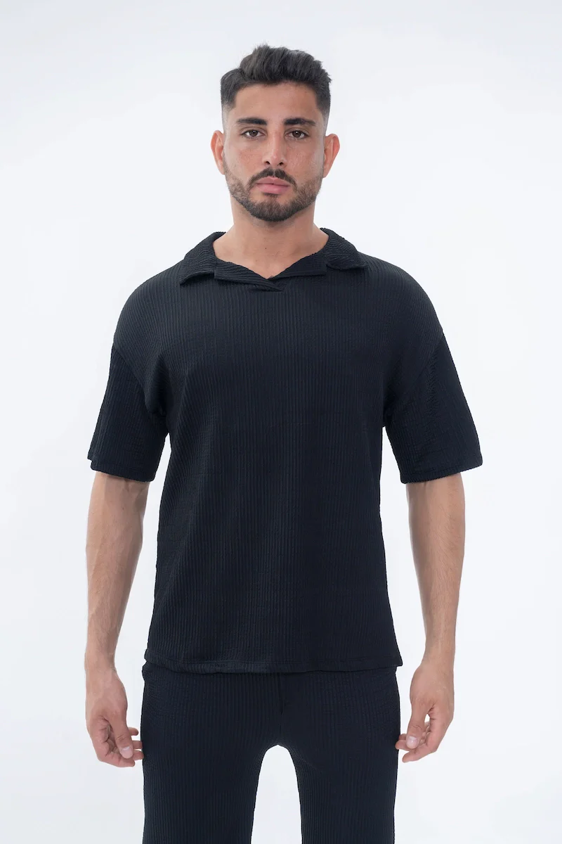 Ensemble uni plissé t-shirt pantalon - Image 3