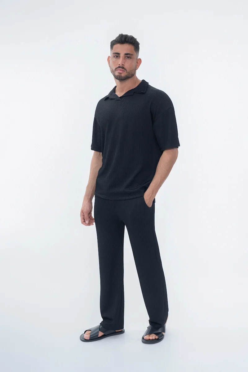Ensemble uni plissé t-shirt pantalon - Image 5