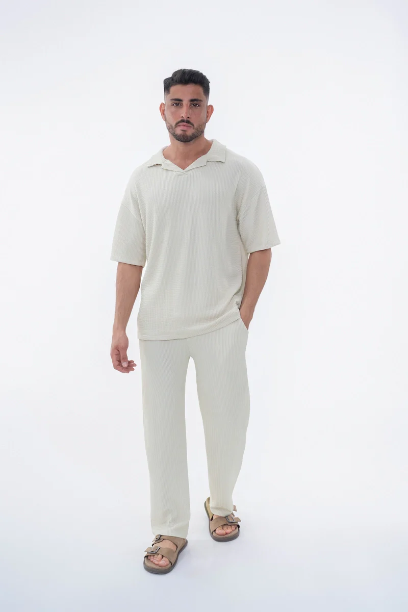 Ensemble uni plissé t-shirt pantalon - Image 7