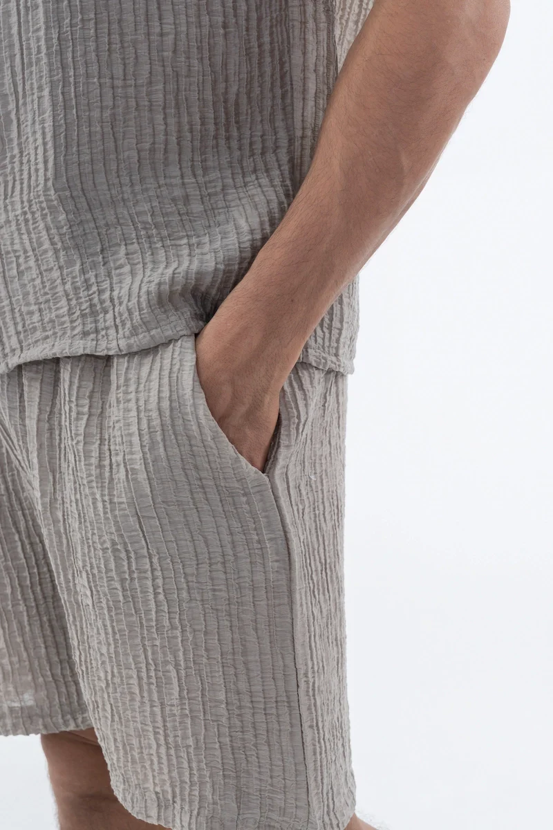 Ensemble uni texturé chemise short - Image 15