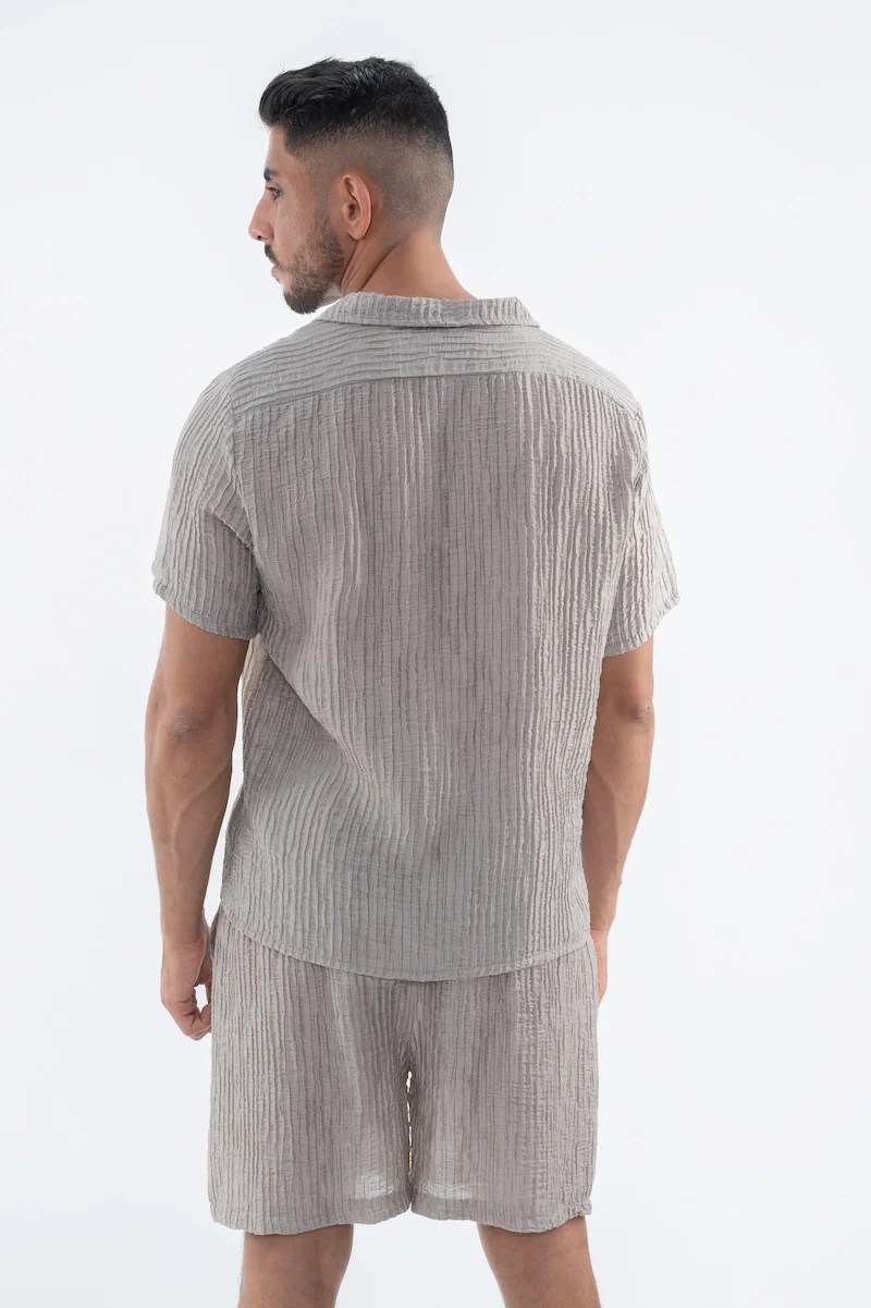 Ensemble uni texturé chemise short - Image 16