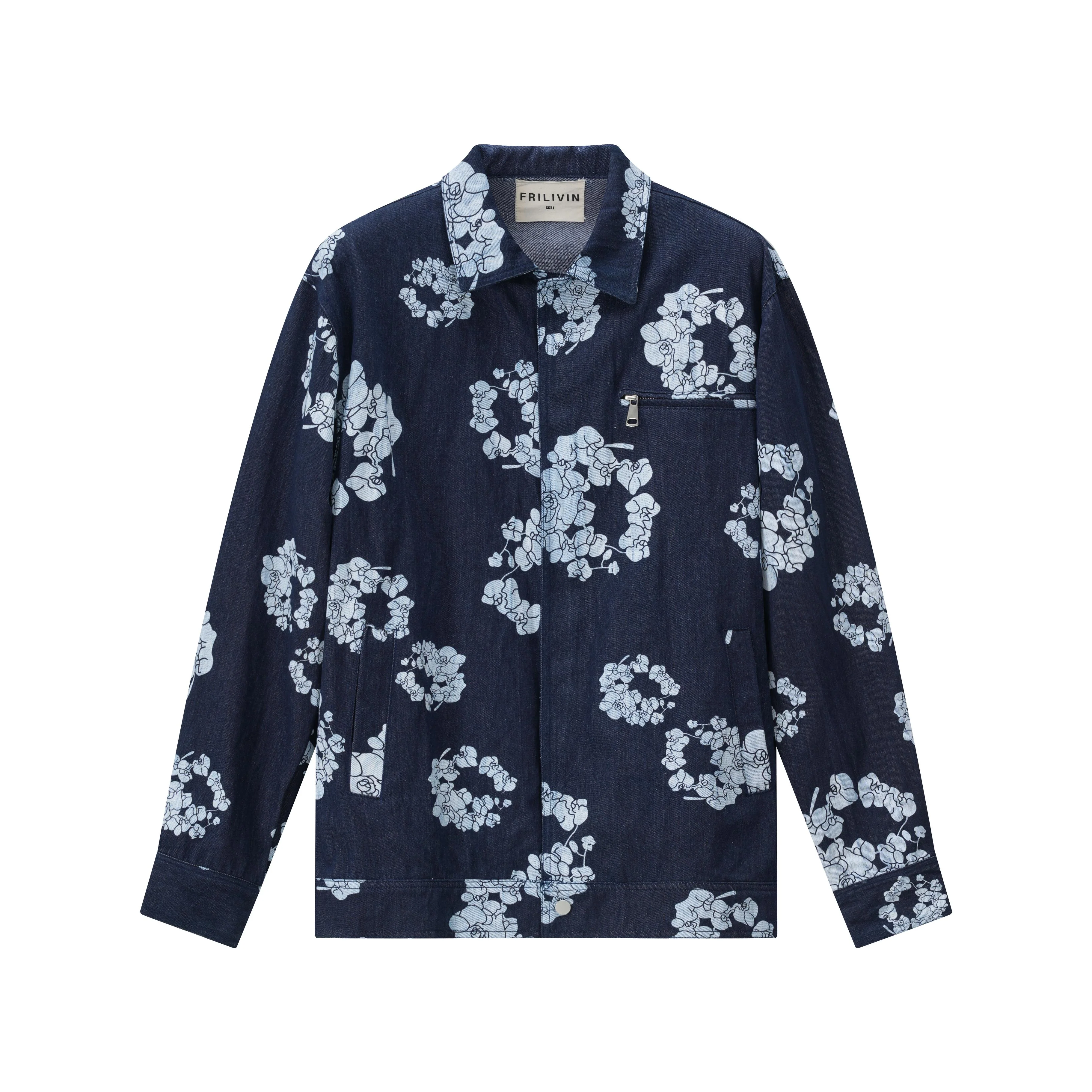 Ensemble veste pantalon en jean fleurie - Image 15