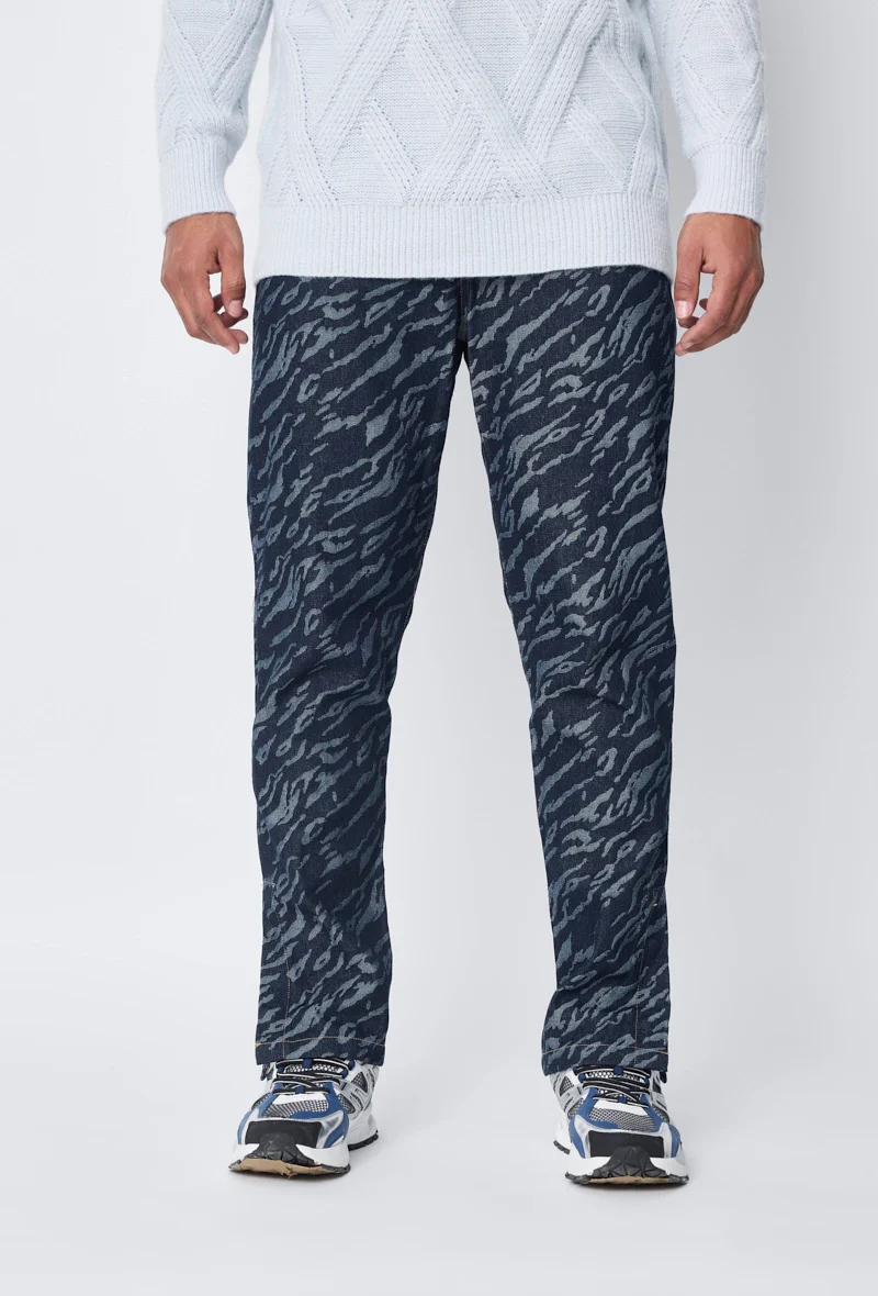 Jean large à motifs damier avec fentes - Image 10