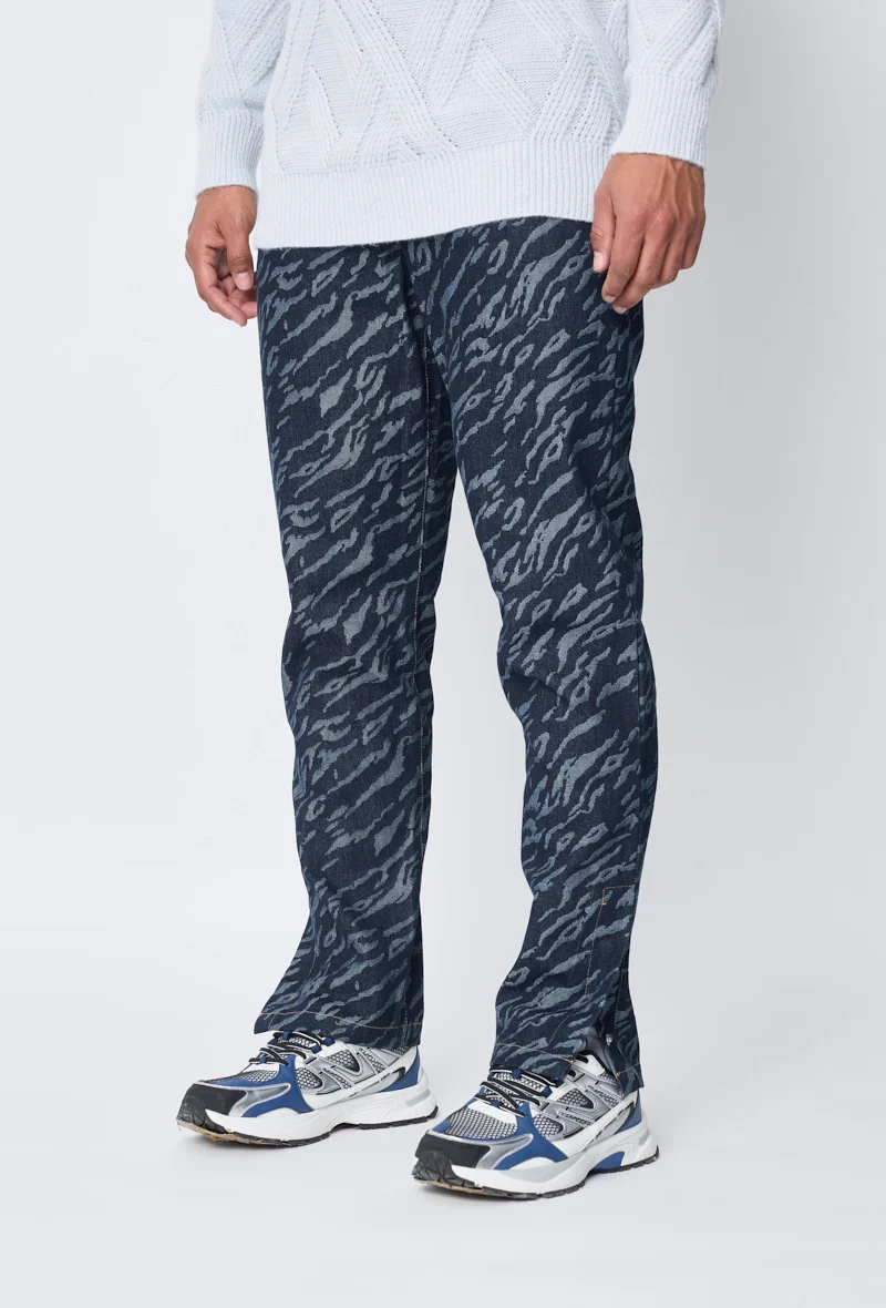 Jean large à motifs damier avec fentes - Image 11