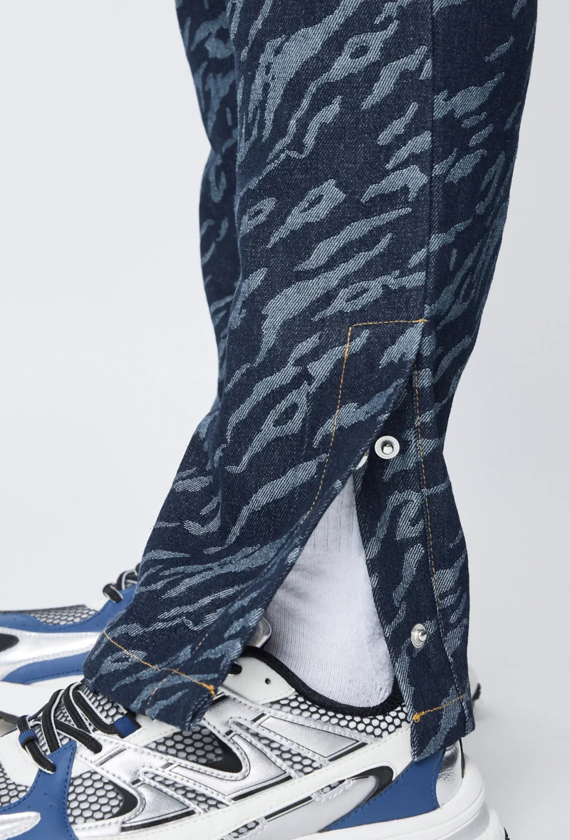 Jean large à motifs damier avec fentes - Image 12