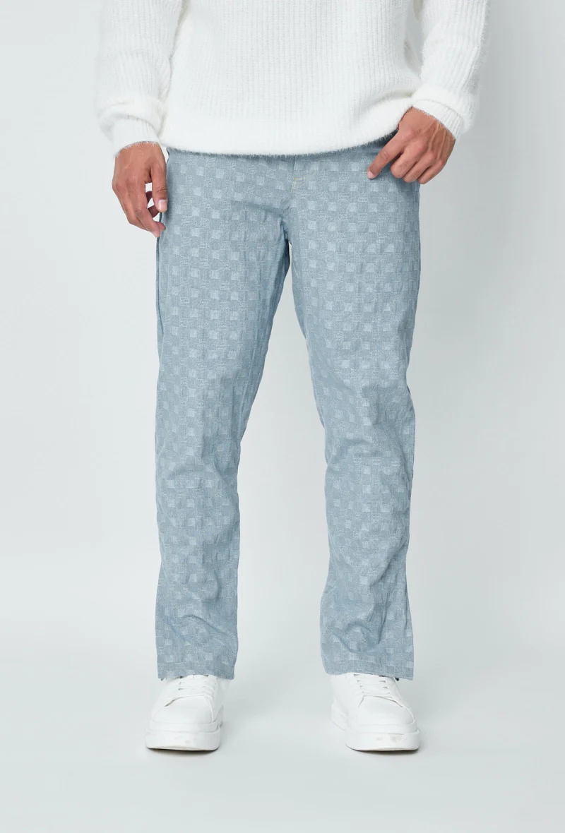 Jean large à motifs damier avec fentes - Image 16