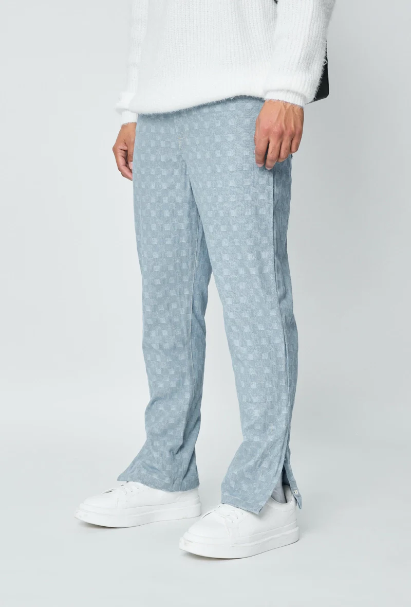 Jean large à motifs damier avec fentes - Image 17