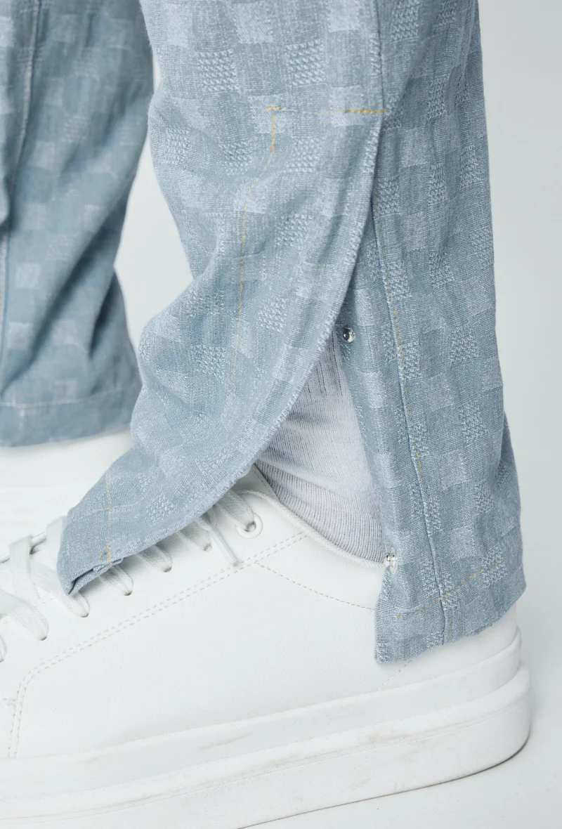 Jean large à motifs damier avec fentes - Image 18