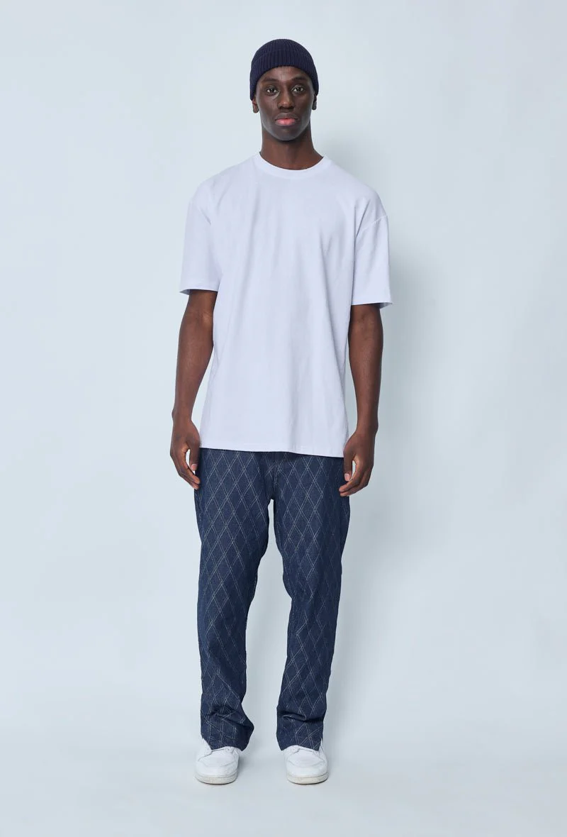 Jean large à motifs damier avec fentes - Image 4