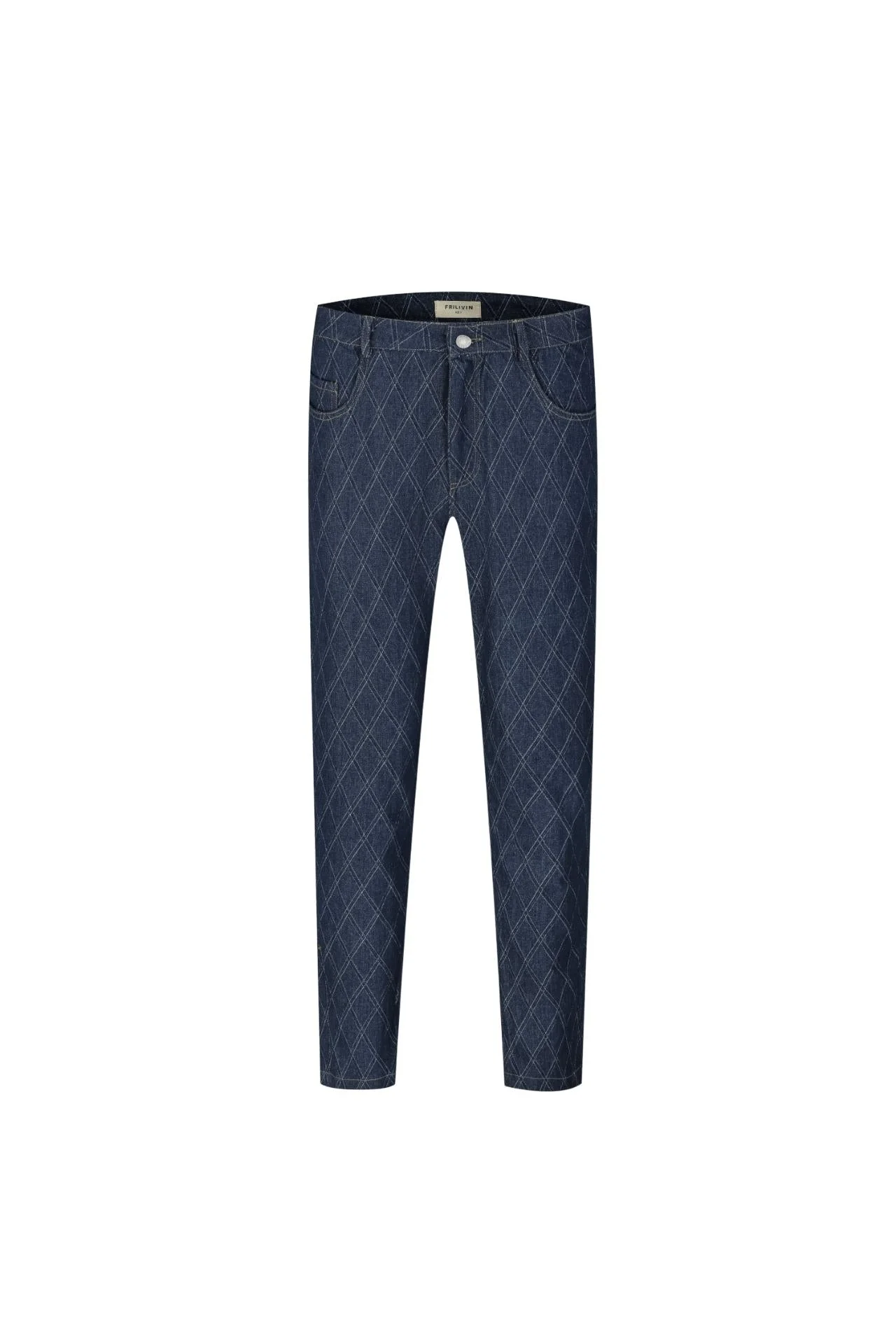 Jean large à motifs damier avec fentes - Image 8
