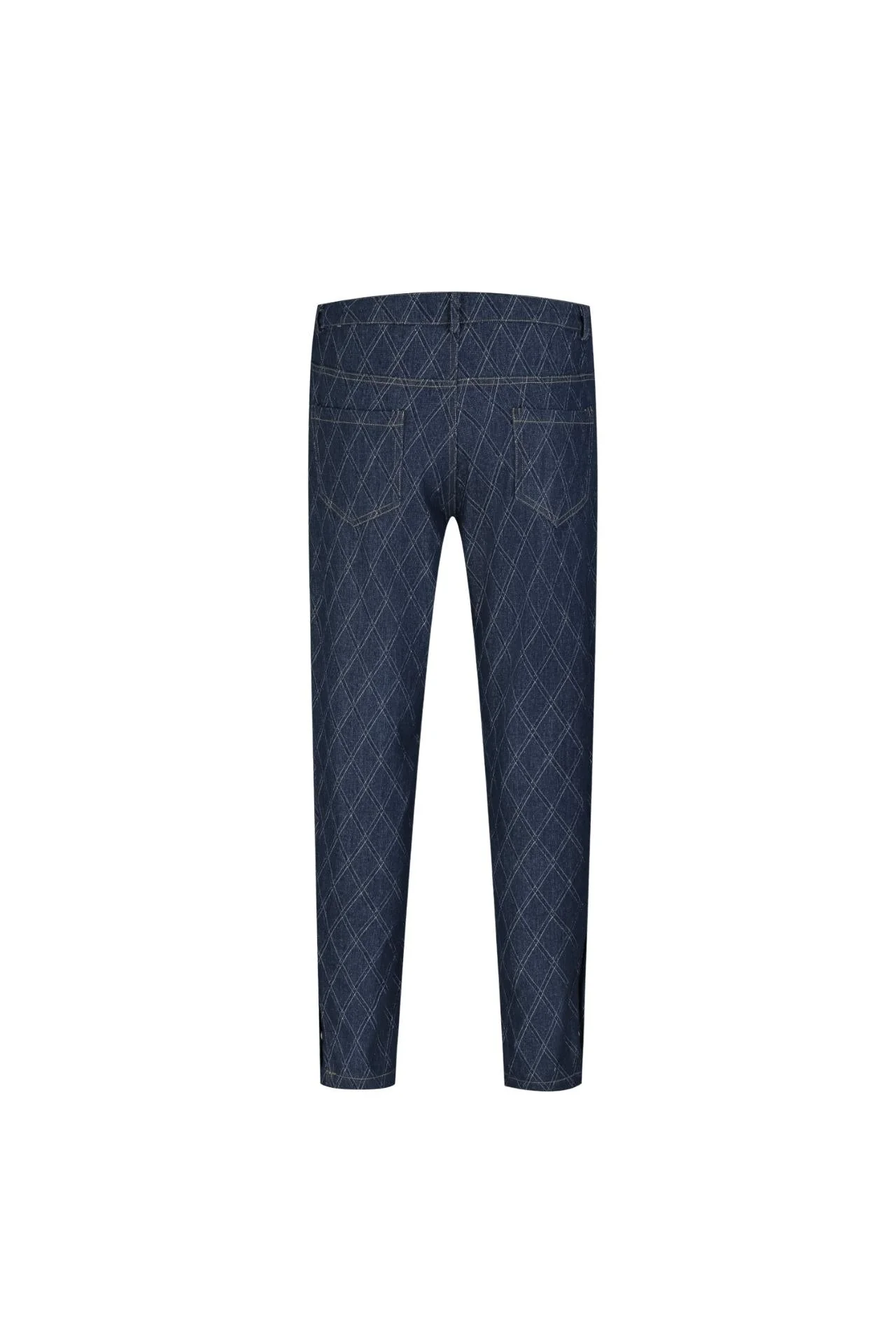 Jean large à motifs damier avec fentes - Image 9