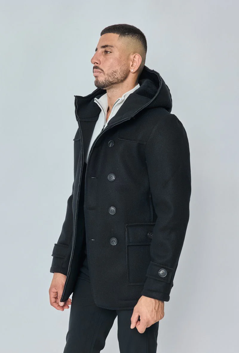 Manteau uni classique à capuche - Image 2