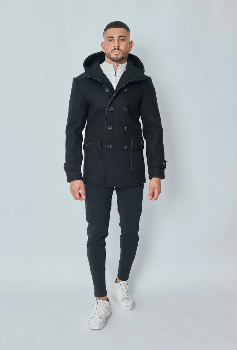 Manteau uni classique à capuche - Image 5