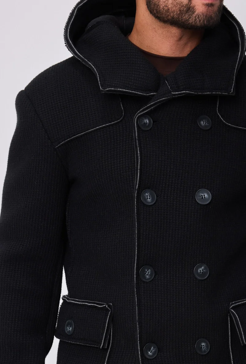 Manteau avec capuche et col large - Image 3