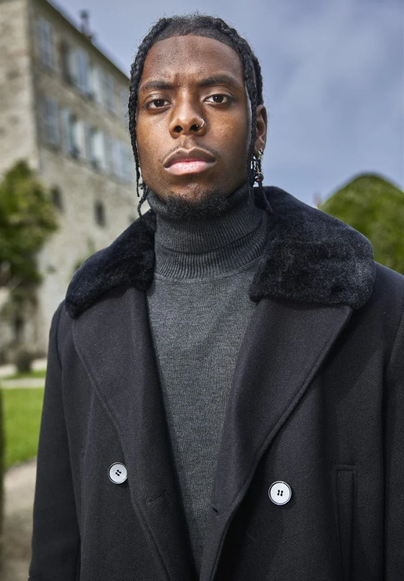 Manteau boutonné col à fourrure - Image 12