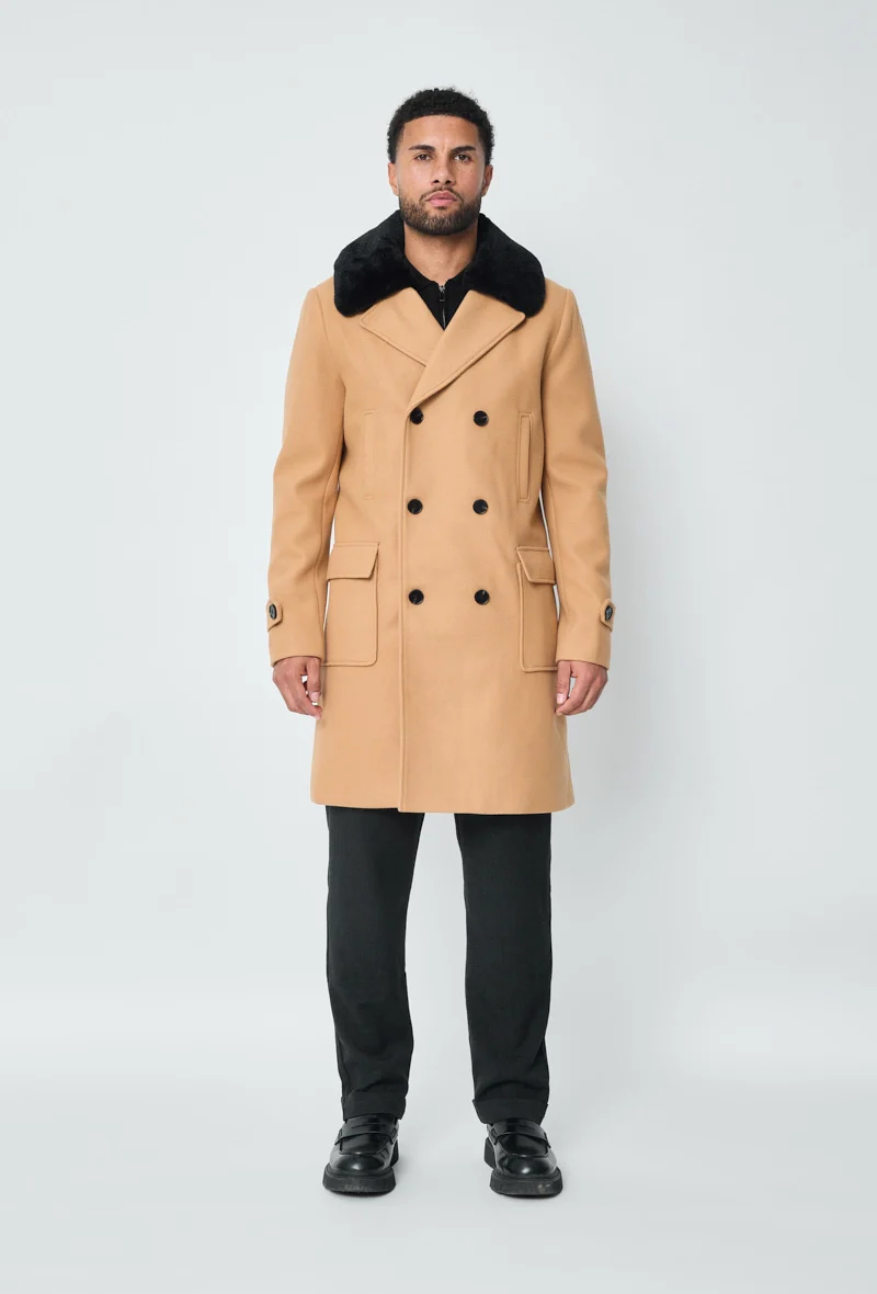 Manteau boutonné col à fourrure - Image 18