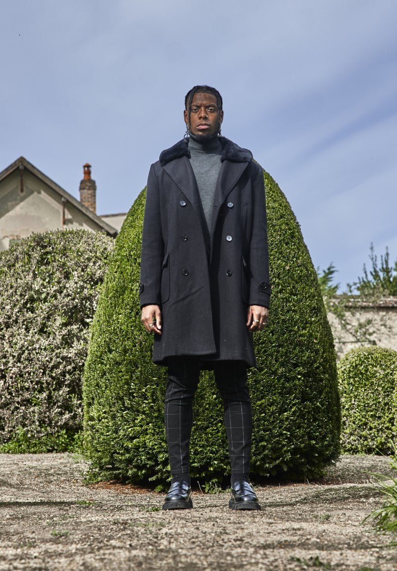 Manteau boutonné col à fourrure - Image 9
