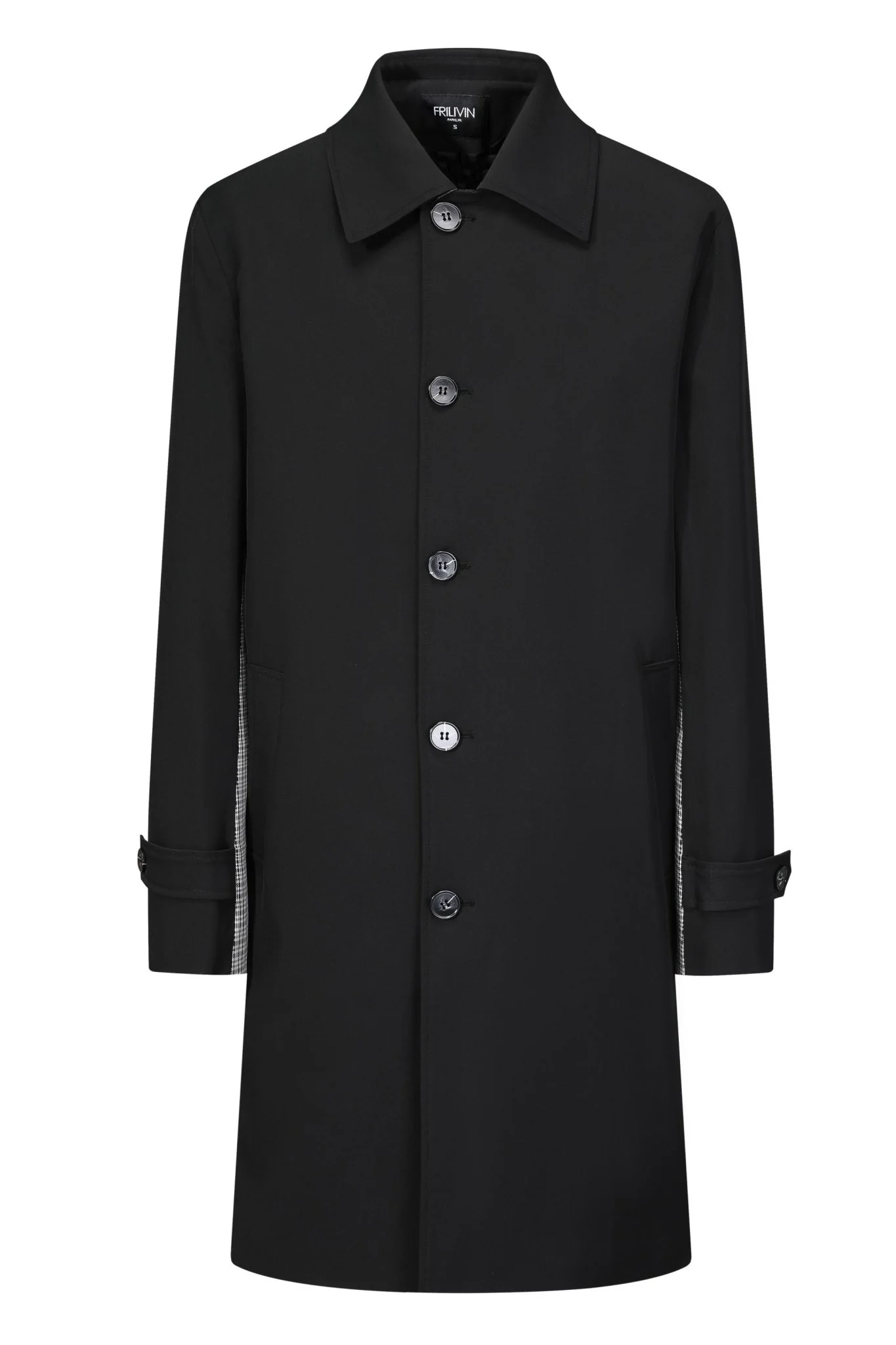 Manteau trench droit à empiècement à carreaux - Image 5