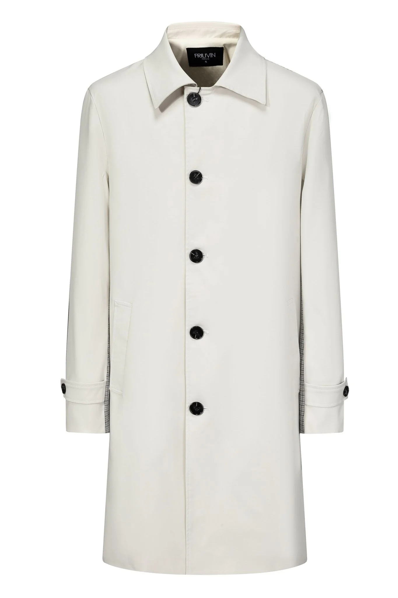 Manteau trench droit à empiècement à carreaux - Image 7