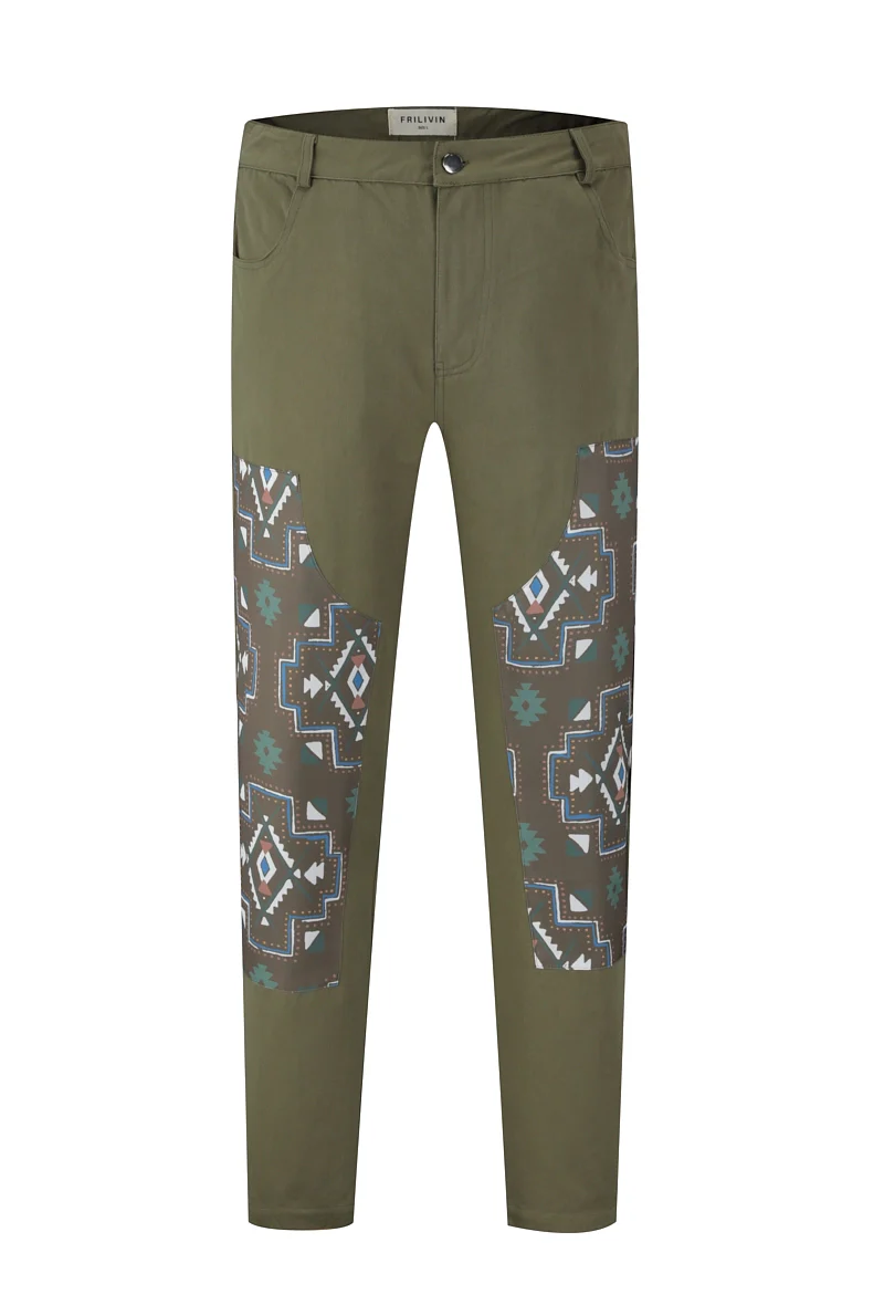 Pantalon droit uni avec patch géométrique - Image 11