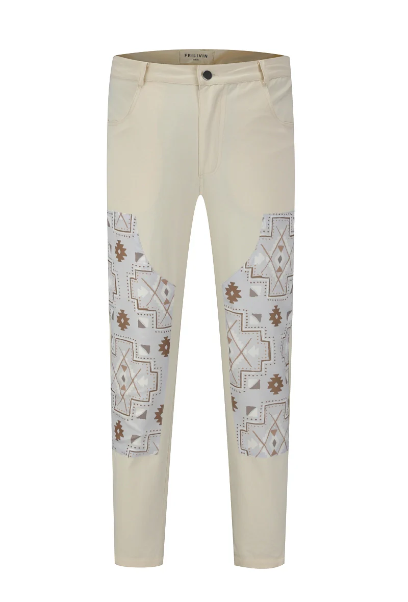 Pantalon droit uni avec patch géométrique - Image 13