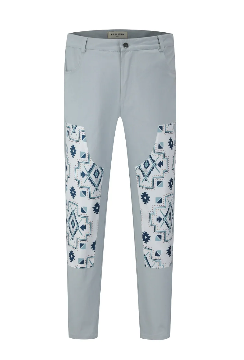 Pantalon droit uni avec patch géométrique - Image 3