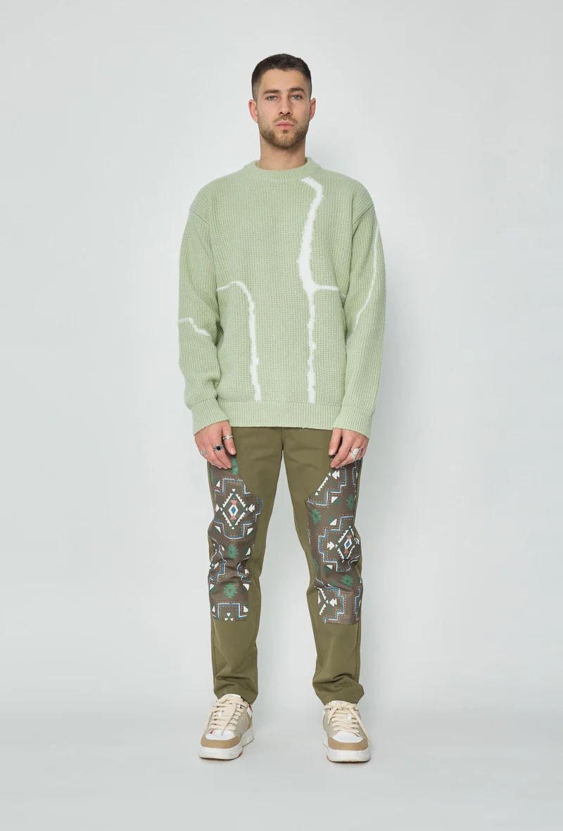 Pantalon droit uni avec patch géométrique - Image 9