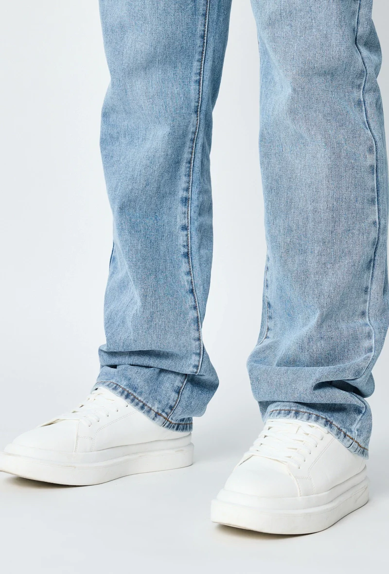 Pantalon en jean bi couleur coupe droite - Image 4
