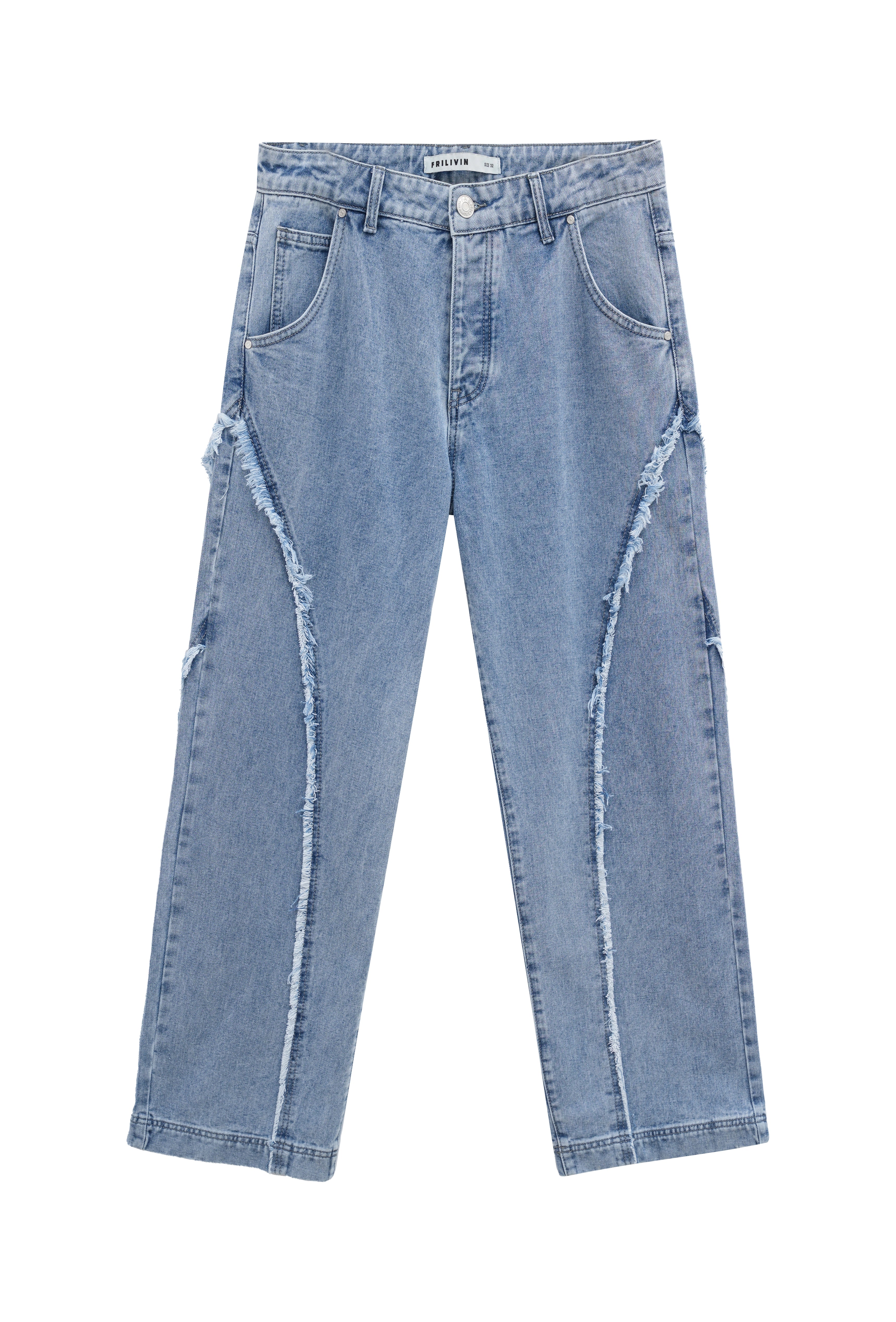 Pantalon en jean coupe large avec froufrou - Image 7