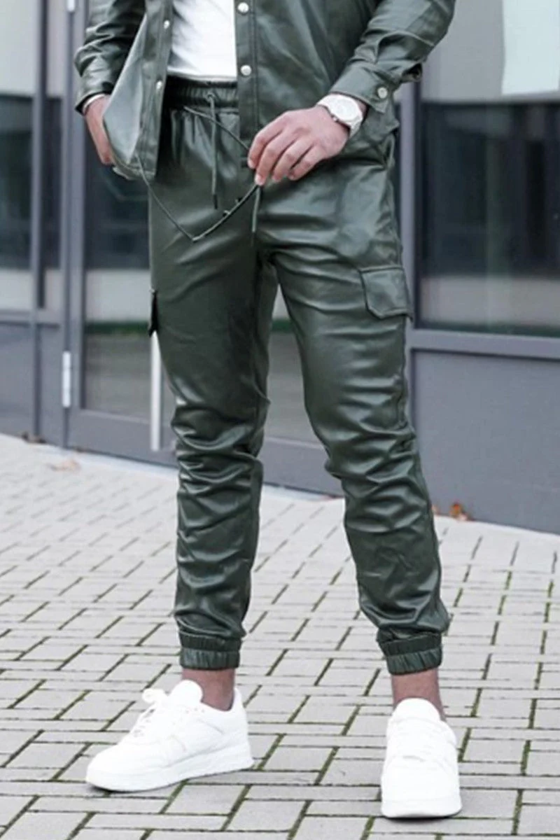Pantalon jogger cargo similicuir - Image 4