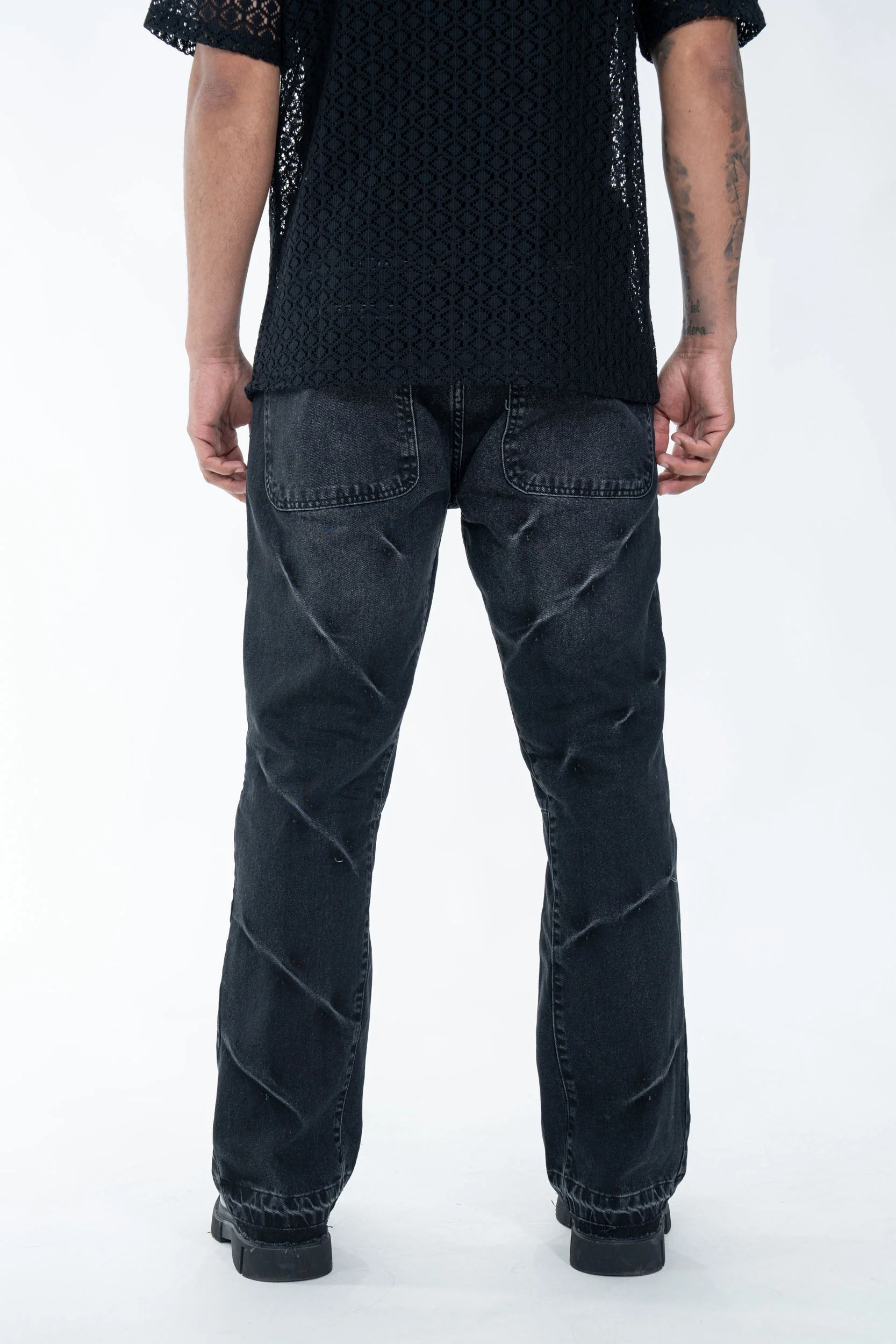 Pantalon noir délavé à détails - Image 3