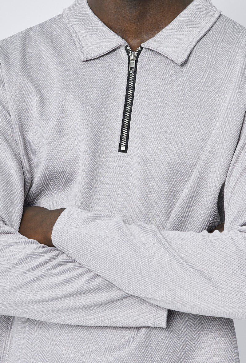 Polo couleur uni manche longue à zip - Image 10