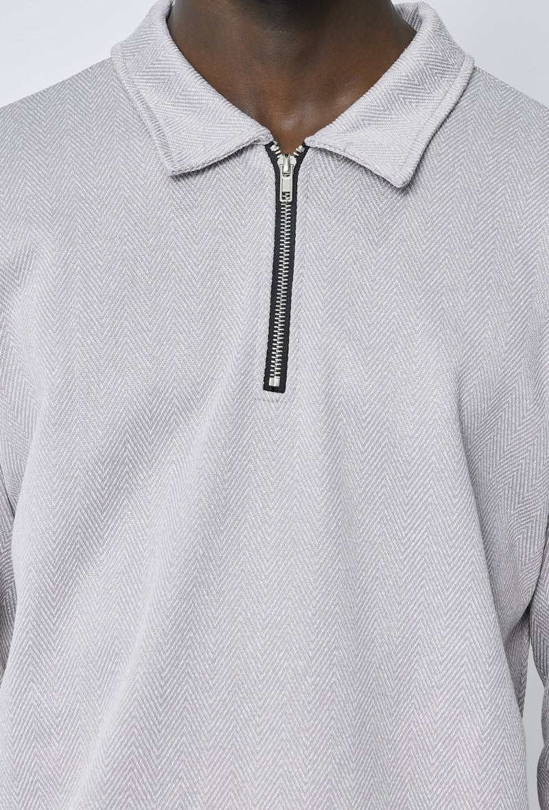 Polo couleur uni manche longue à zip - Image 6