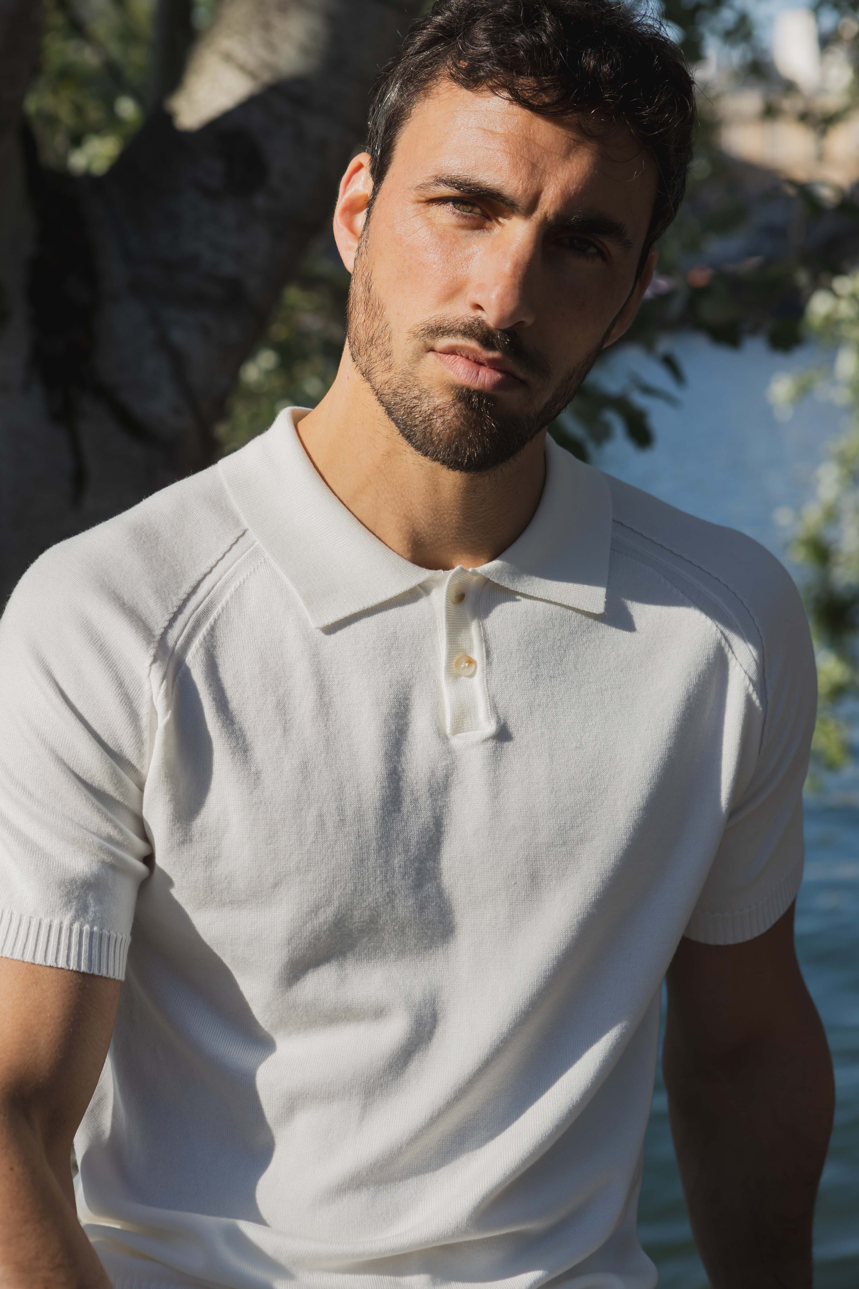 Polo tricoté col rabattu