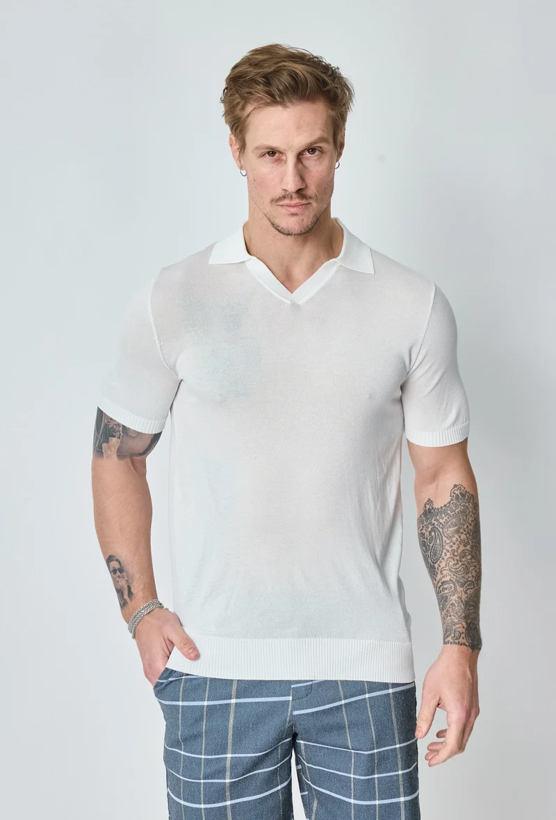 Polo manches courtes uni en maille - Image 21