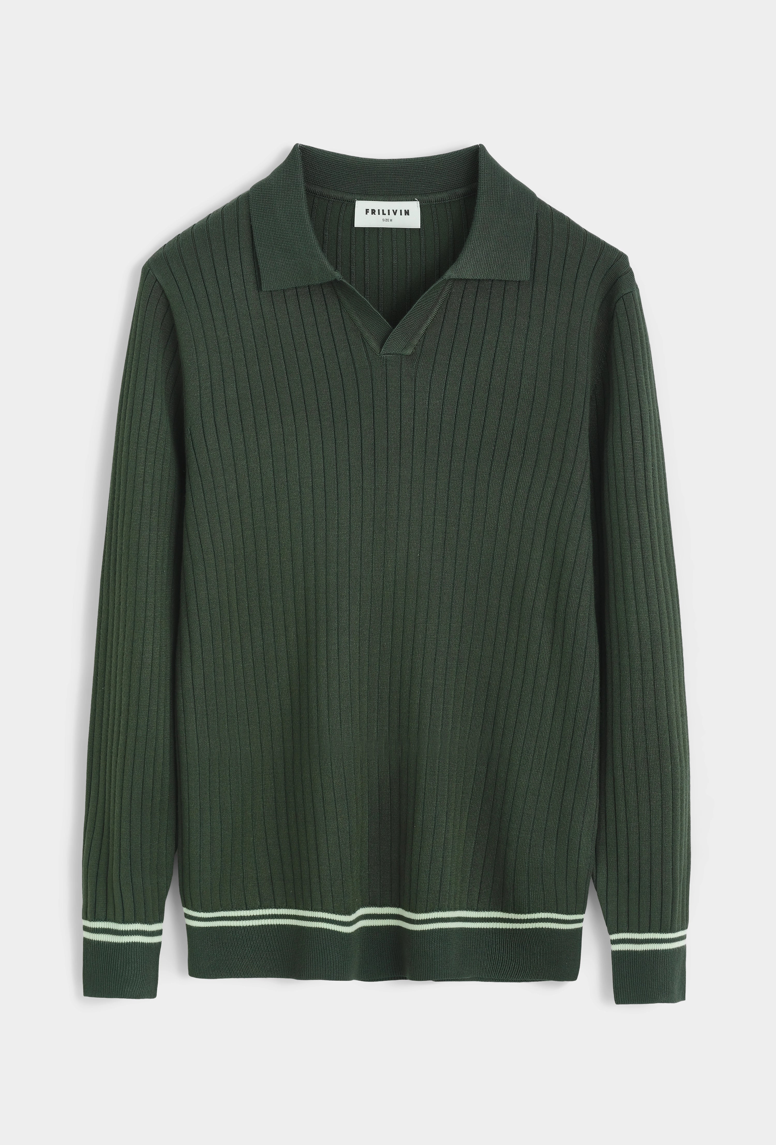 Polo à col en v avec rayures texturées - Image 6