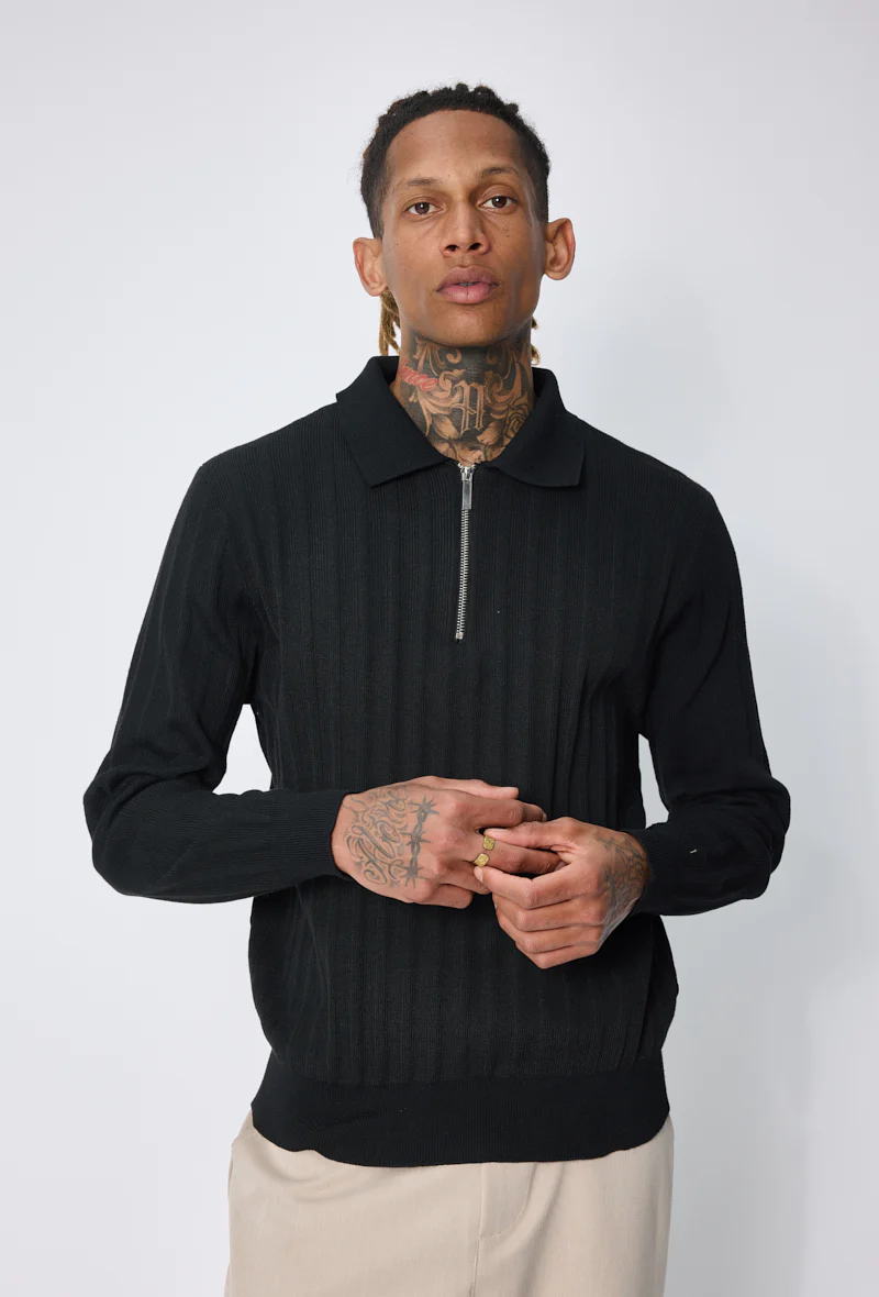 Pull polo zippé côtelé - Image 12