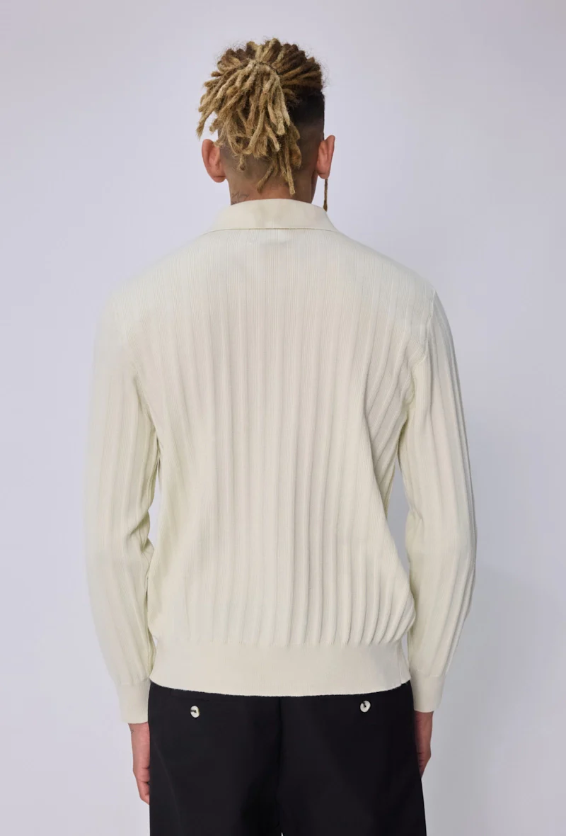 Pull polo zippé côtelé - Image 3