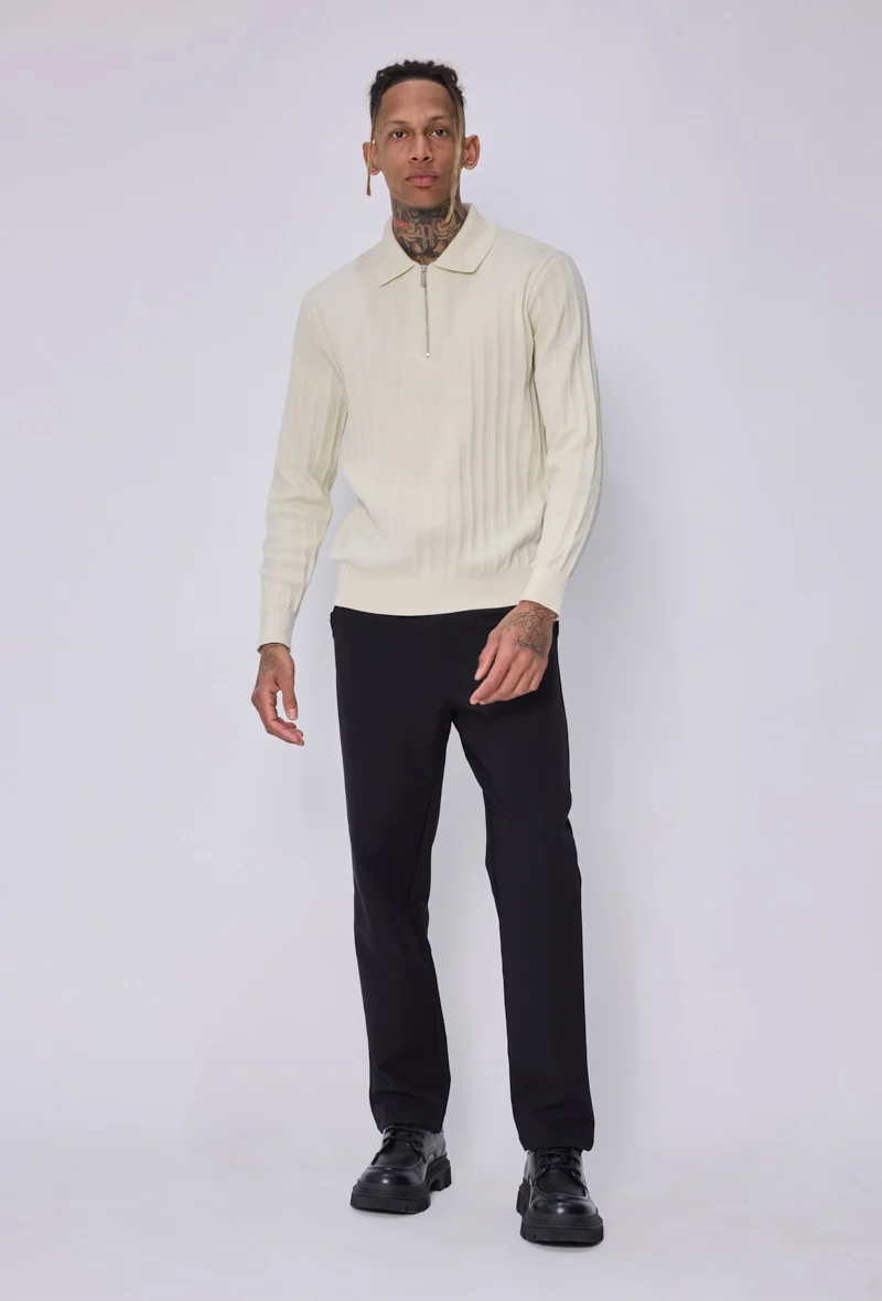 Pull polo zippé côtelé - Image 4