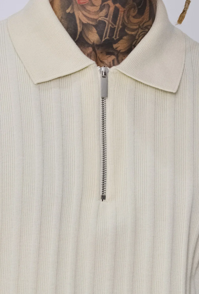 Pull polo zippé côtelé - Image 5