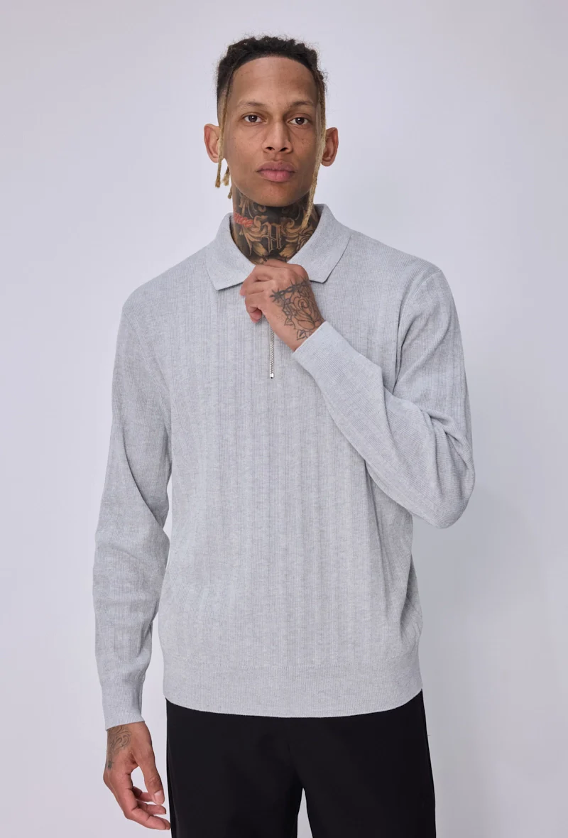 Pull polo zippé côtelé - Image 6