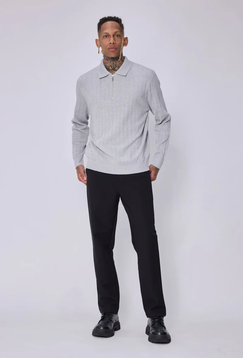 Pull polo zippé côtelé - Image 9
